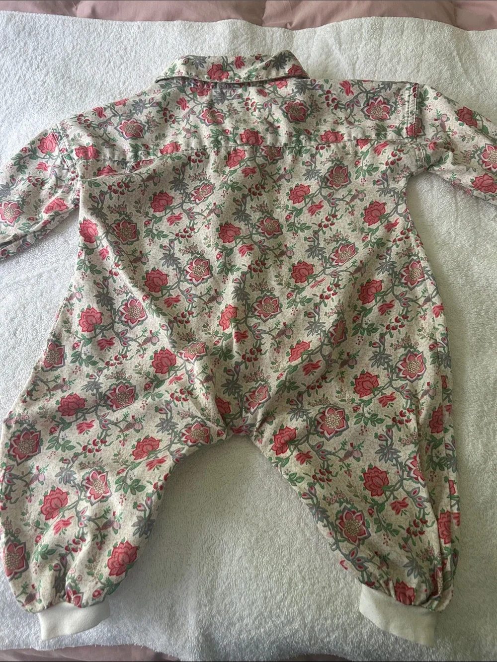 Forenza Floral Cotton One-Piece Romper in Beige and Pink